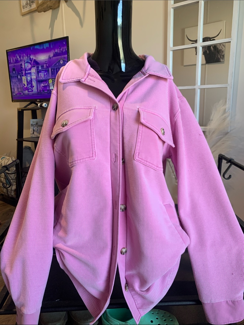 #15 Altar'd State Pink Corduroy Utility Shacket